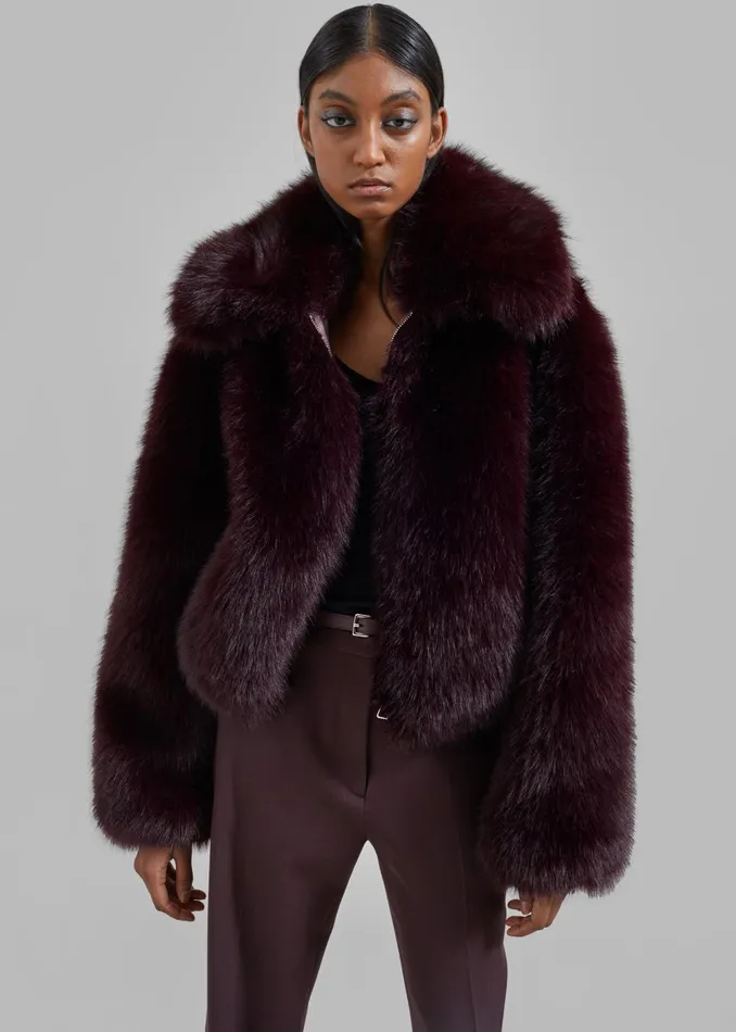 Women Hope Faux Fur Jacket 8211 Plum The Frankie Shop Outerwear