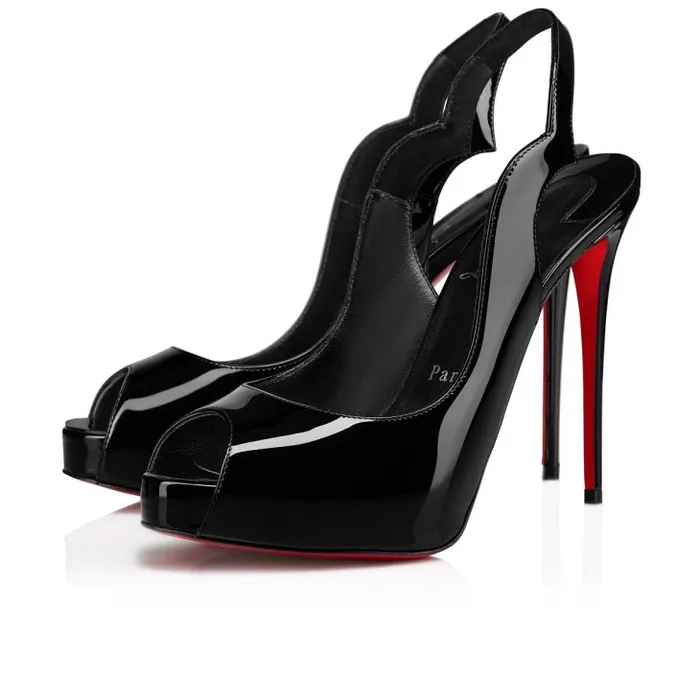 Women Hot Chick Sling Alta 120 Mm Pumps 8211 Patent Calf 8211 Black Christian Louboutin Platforms