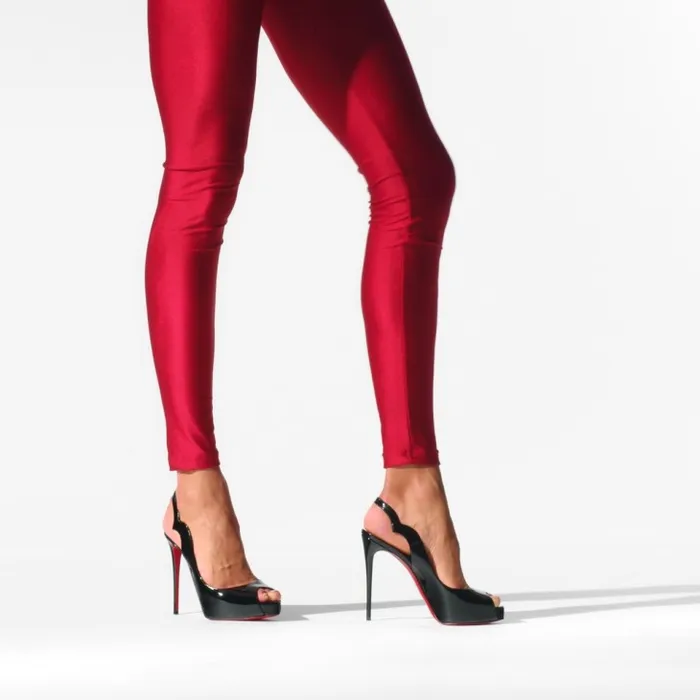 Women Hot Chick Sling Alta 120 Mm Pumps 8211 Patent Calf 8211 Black Christian Louboutin Platforms