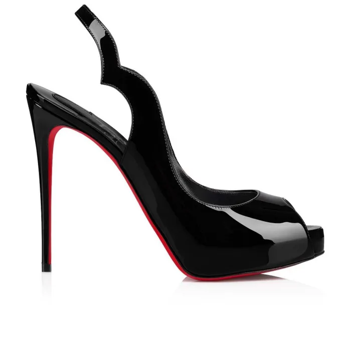 Women Hot Chick Sling Alta 120 Mm Pumps 8211 Patent Calf 8211 Black Christian Louboutin Platforms