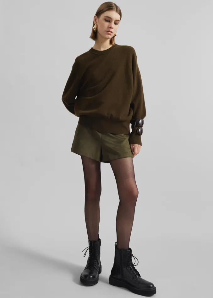 Women Isar Wool Crewneck Sweater 8211 Khaki The Frankie Shop Knitwear