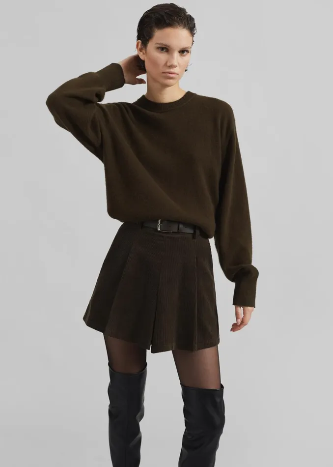 Women Isar Wool Crewneck Sweater 8211 Khaki The Frankie Shop Knitwear