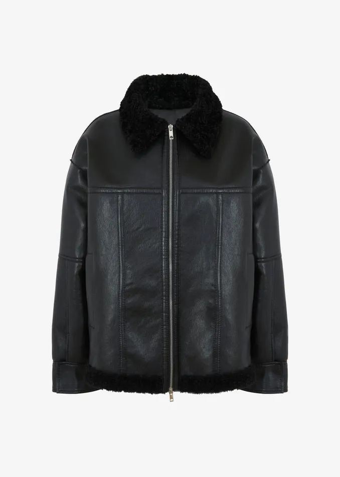 Women Ivanka Faux Leather Shearling Jacket 8211 Black The Frankie Shop Outerwear