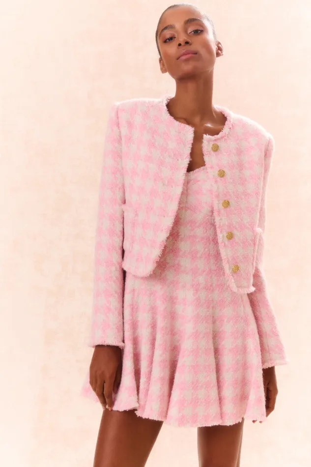 Women Jackets and Coats LoveShackFancy Antoine Tweed Jacket Rose Quartz