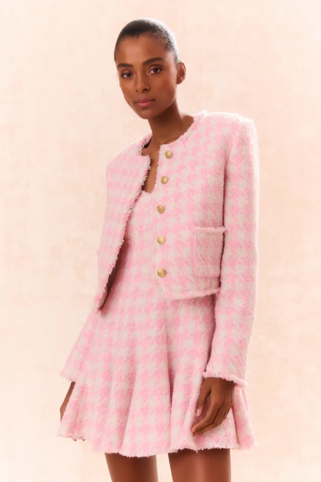 Women Jackets and Coats LoveShackFancy Antoine Tweed Jacket Rose Quartz