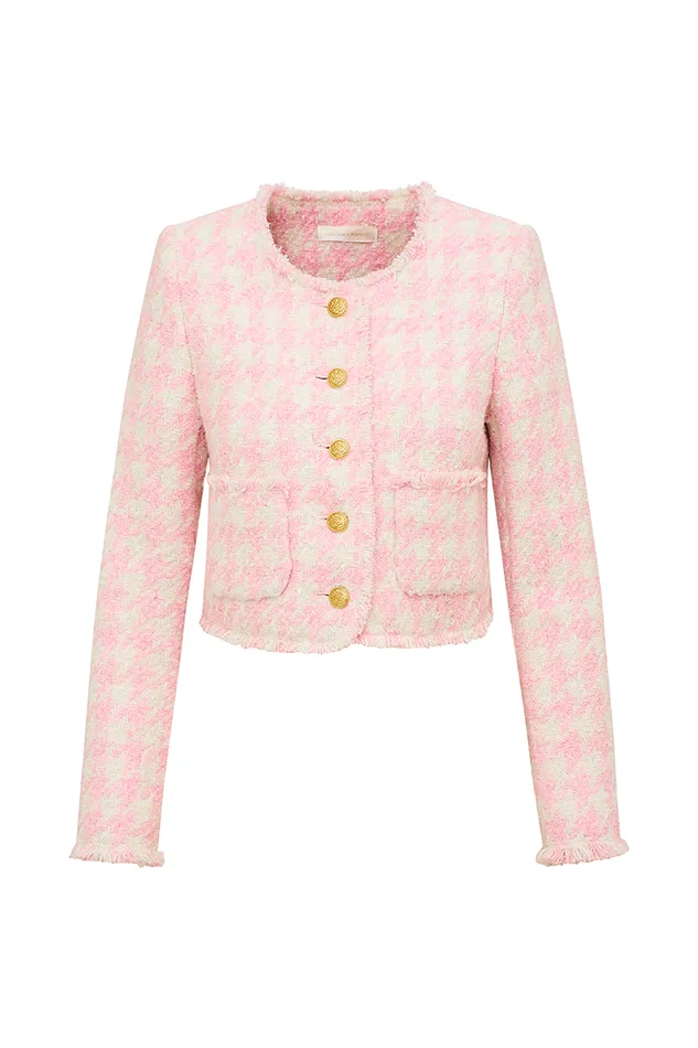 Women Jackets and Coats LoveShackFancy Antoine Tweed Jacket Rose Quartz