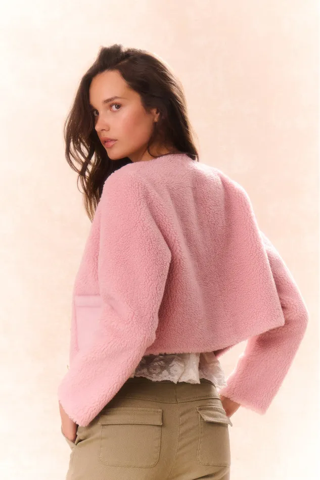 Women Jackets and Coats LoveShackFancy Lully Faux Shearling Jacket Rose Dust Women Jackets and Coats LoveShackFancy Lully Faux Shearling Jacket Rose Dust