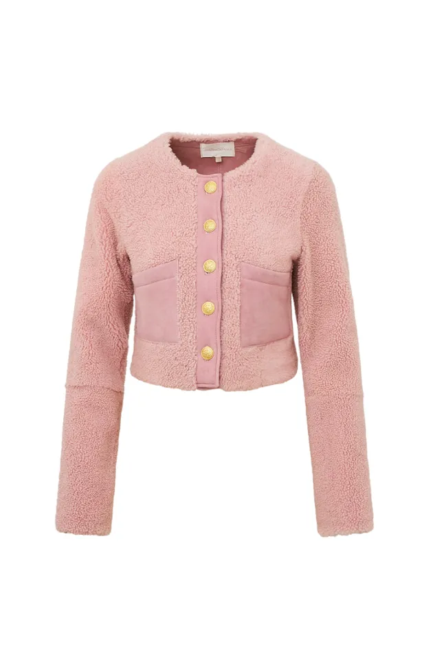 Women Jackets and Coats LoveShackFancy Lully Faux Shearling Jacket Rose Dust Women Jackets and Coats LoveShackFancy Lully Faux Shearling Jacket Rose Dust