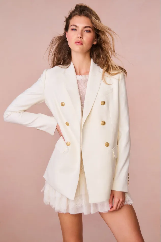 Women Jackets and Coats LoveShackFancy Reiser DoubleBreasted Blazer Cream