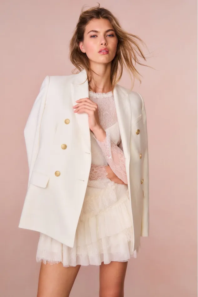 Women Jackets and Coats LoveShackFancy Reiser DoubleBreasted Blazer Cream