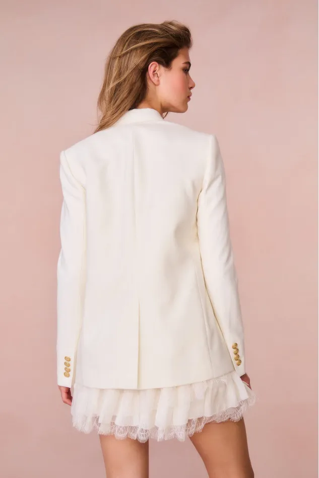 Women Jackets and Coats LoveShackFancy Reiser DoubleBreasted Blazer Cream