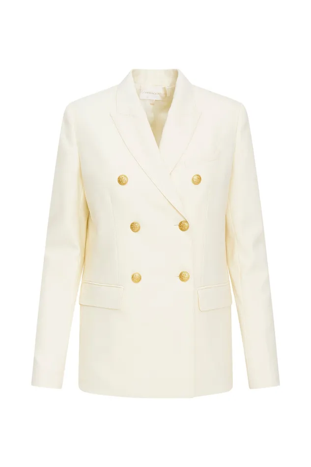 Women Jackets and Coats LoveShackFancy Reiser DoubleBreasted Blazer Cream