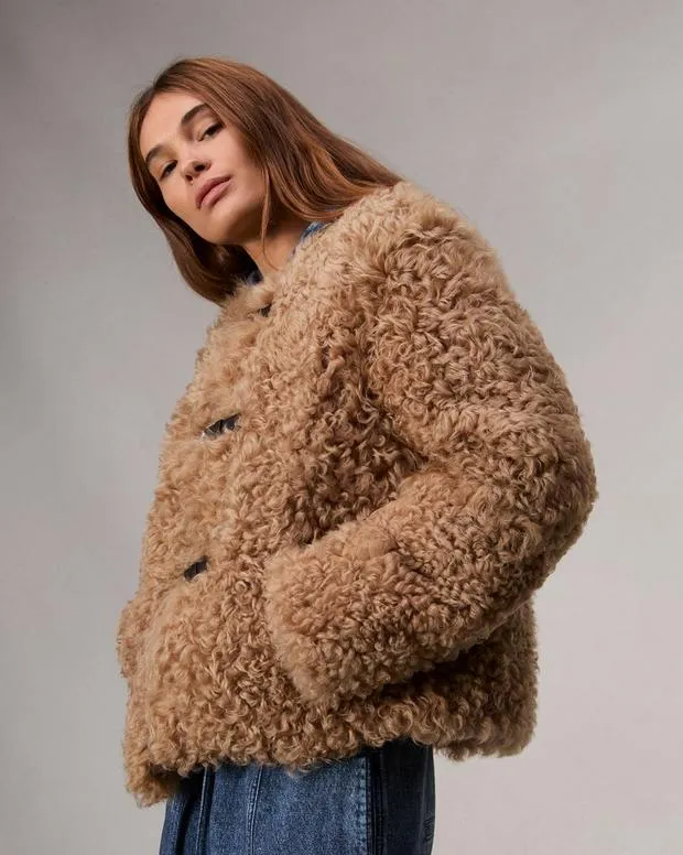 Women Jackets and Coats Rag and Bone Sabrina Shearling Jacket Light Brown