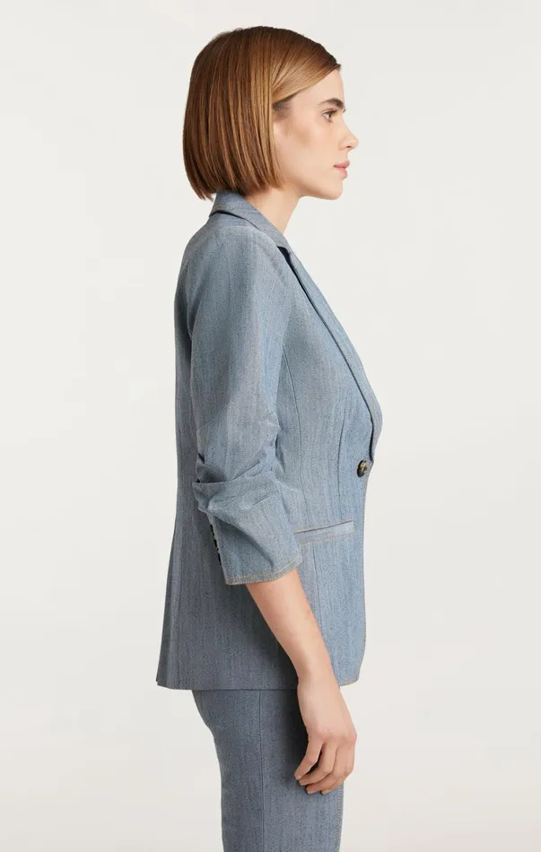 Women Jackets Cinq Sept Denim Khloe Blazer Light Indigo