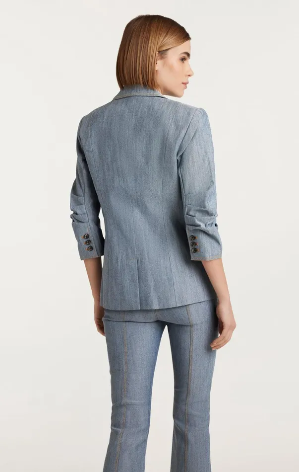 Women Jackets Cinq Sept Denim Khloe Blazer Light Indigo