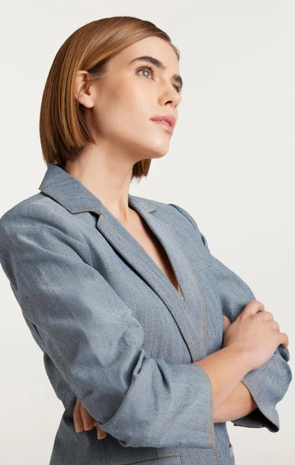 Women Jackets Cinq Sept Denim Khloe Blazer Light Indigo