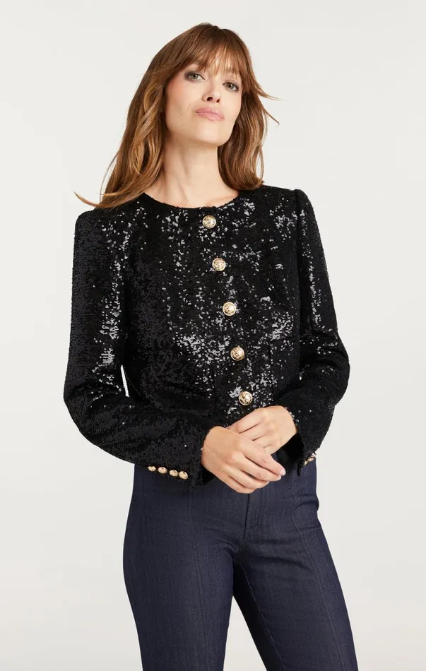 Women Jackets Cinq Sept Sequin Randi Jacket Black