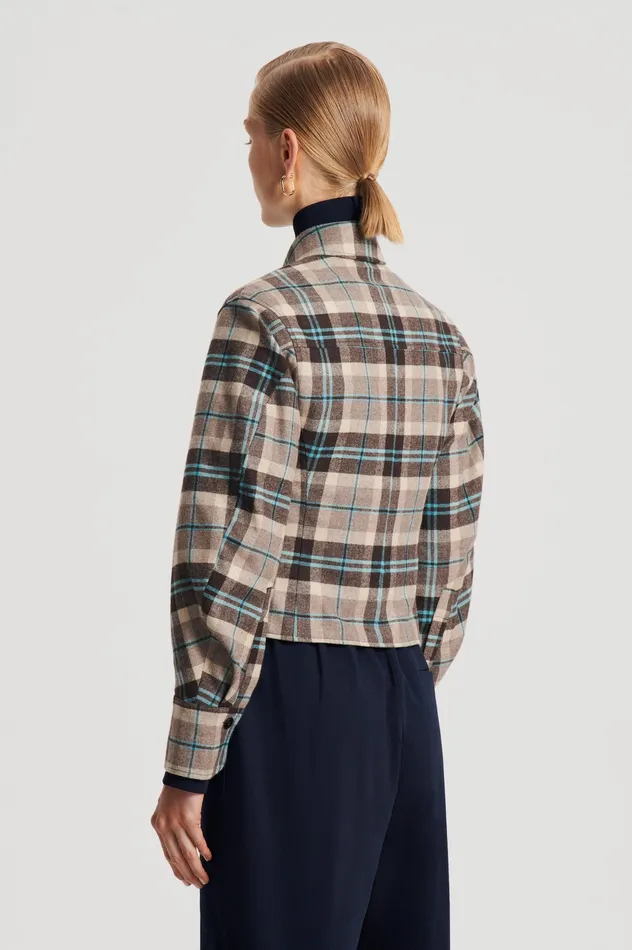 Women Jackets Scanlan Theodore PLAID SHIRT JACKET TAUPE