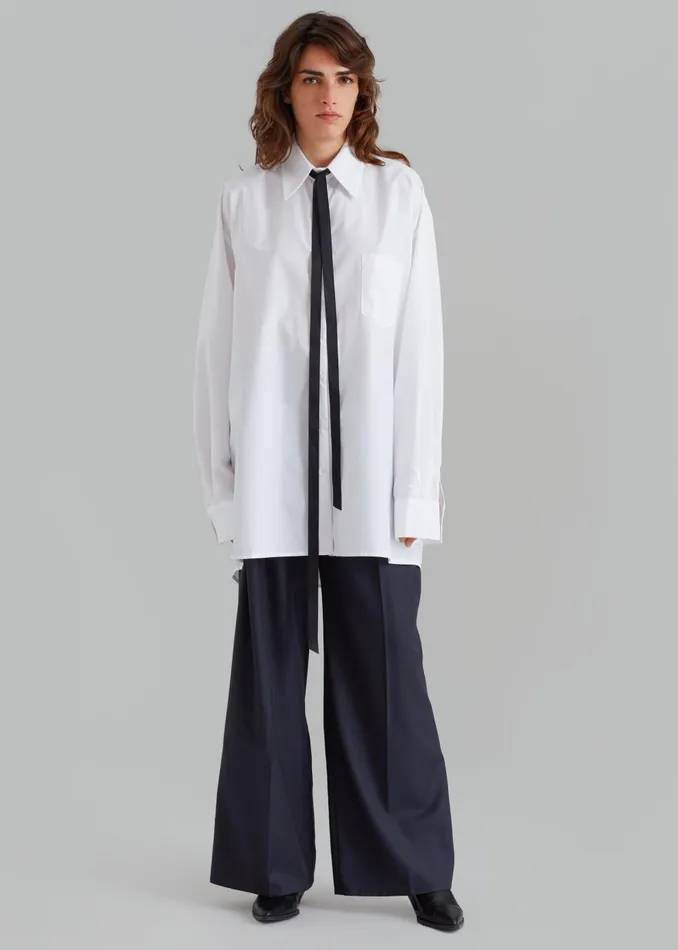 Women Jany TieNeck Shirt 8211 White The Frankie Shop Tops