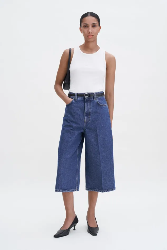 Women Jean Work Shorts Washed Mid Blue Filippa K Jeans