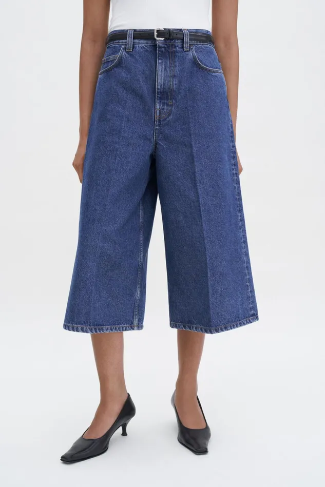 Women Jean Work Shorts Washed Mid Blue Filippa K Jeans