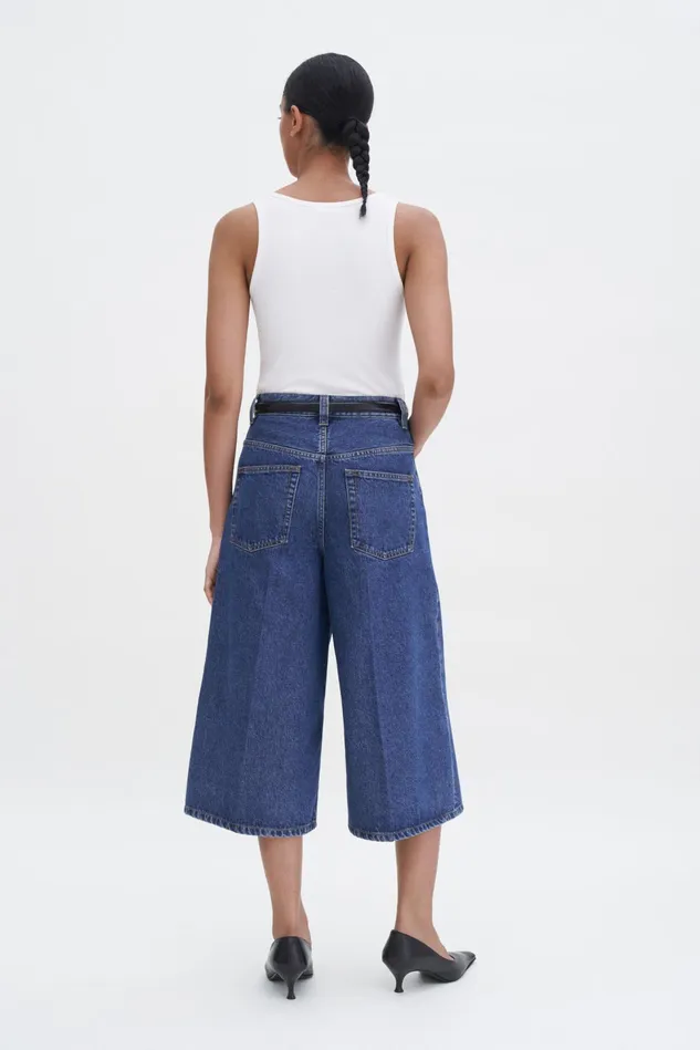 Women Jean Work Shorts Washed Mid Blue Filippa K Jeans