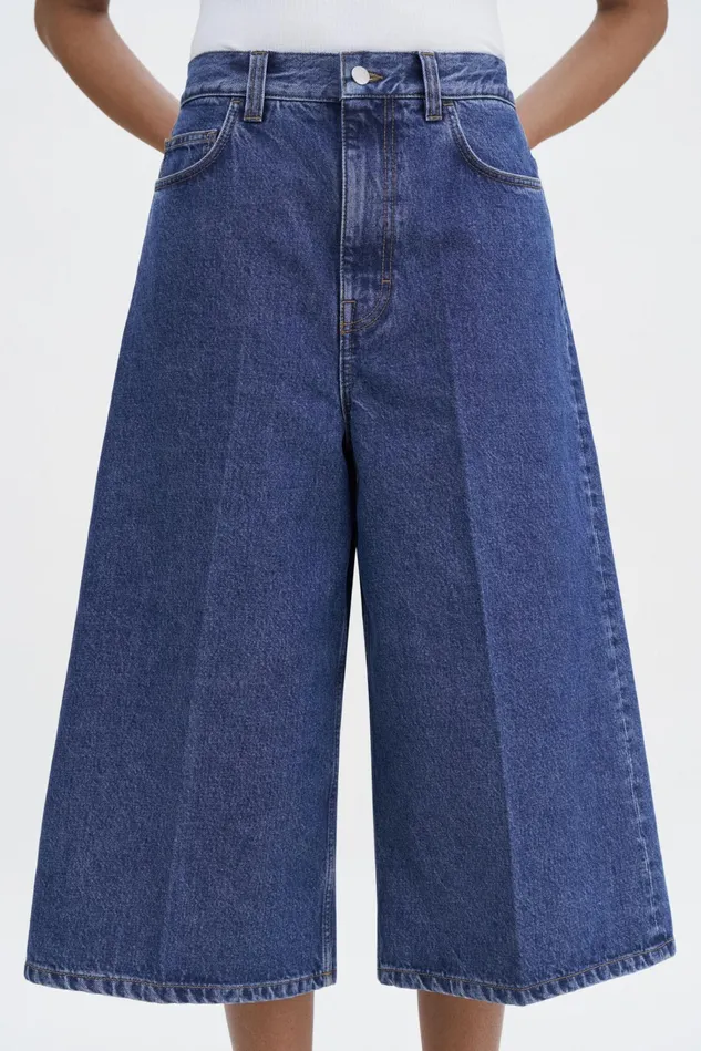Women Jean Work Shorts Washed Mid Blue Filippa K Jeans