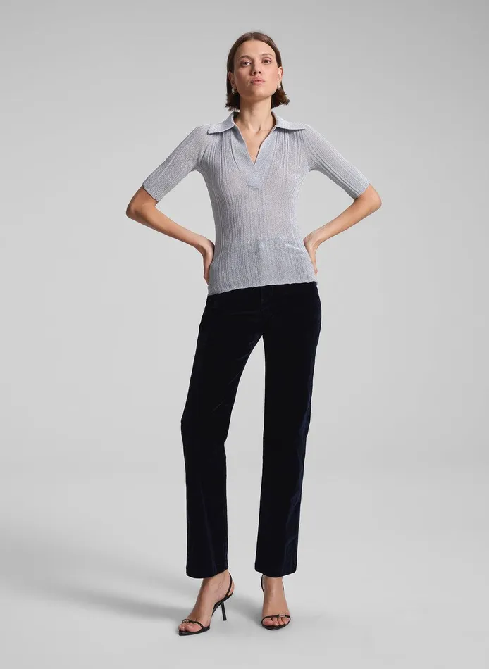 Women Joey Metallic Knit Top Mercury ALC Tops