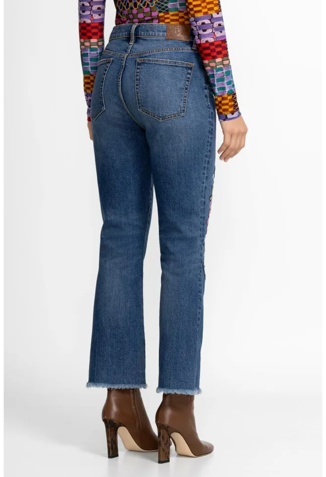 Women Johnny Was Bottoms Griffin Cropped Baby Boot Jean Vintage Aged Destroyed Wash