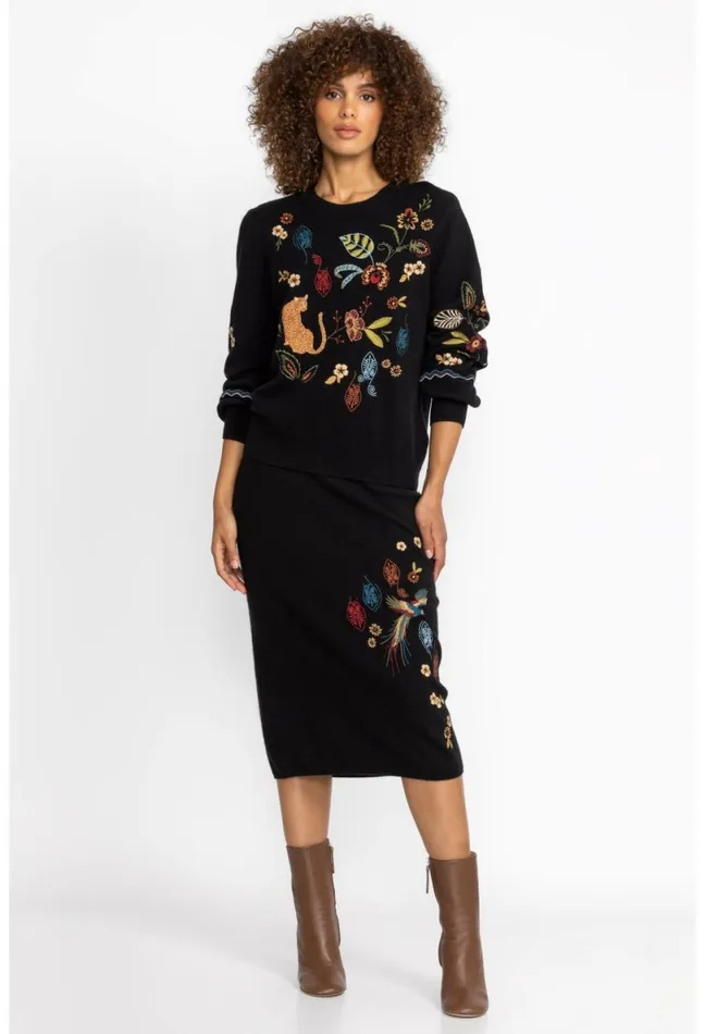 Women Johnny Was Bottoms Isabella Sweater Skirt Black