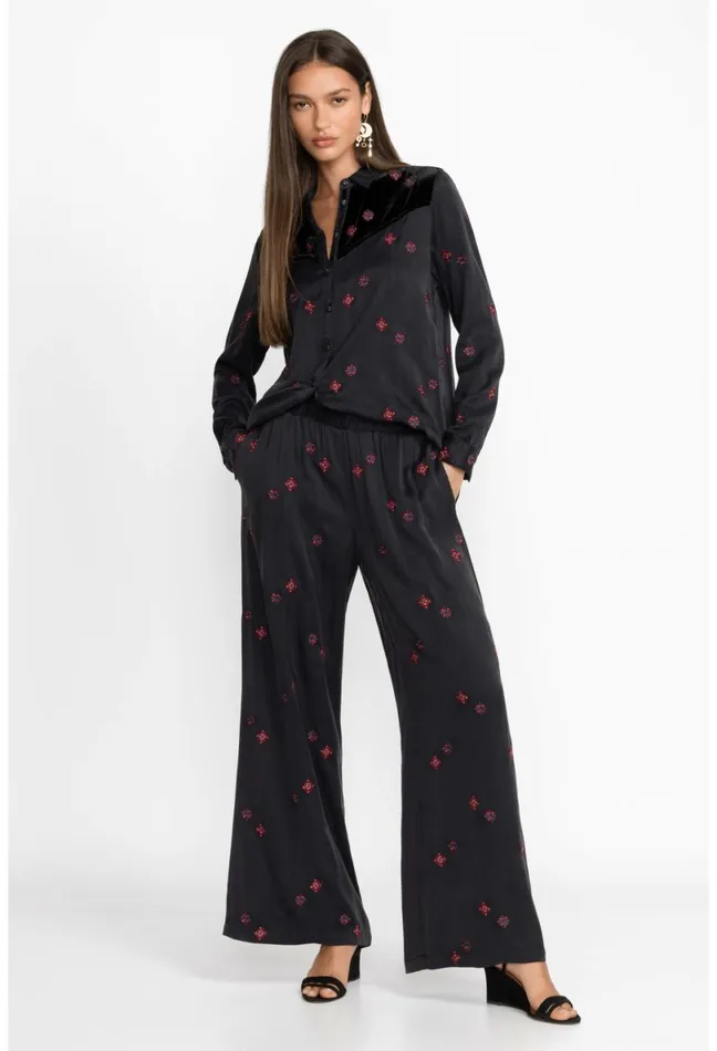 Women Johnny Was Bottoms Maxine Seamed Wide Leg Pant Black