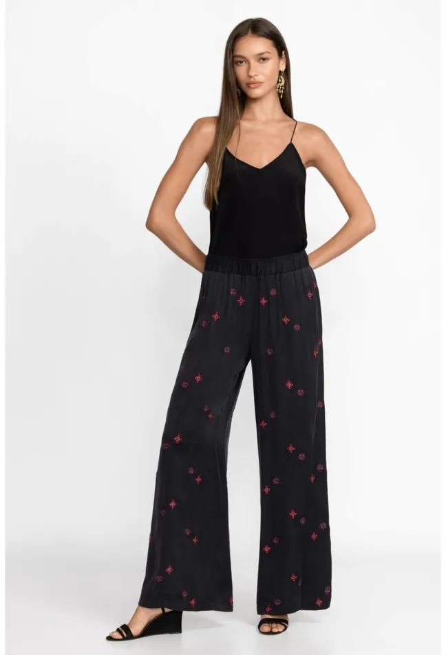 Women Johnny Was Bottoms Maxine Seamed Wide Leg Pant Black