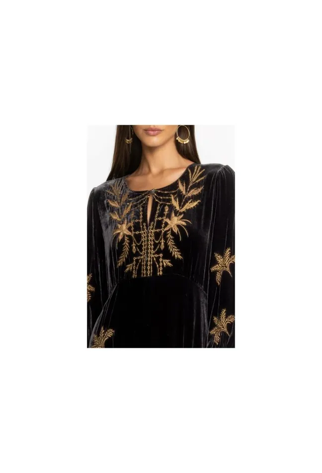 Women Johnny Was Dresses Palmira Velvet Effortless Midi Dress Black
