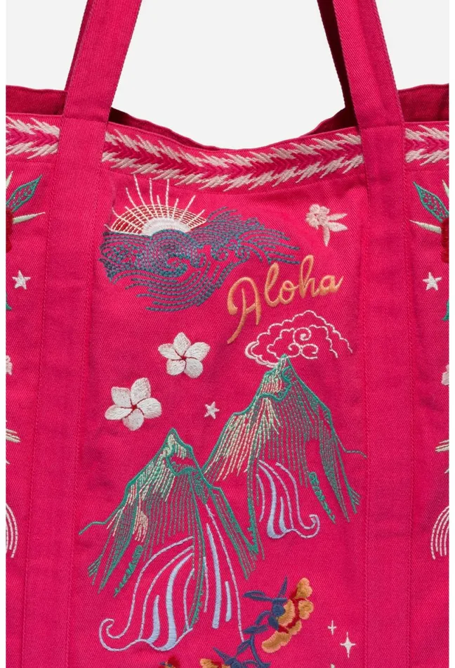 Women Johnny Was Handbags Hawaii Beach Tote Raspberry