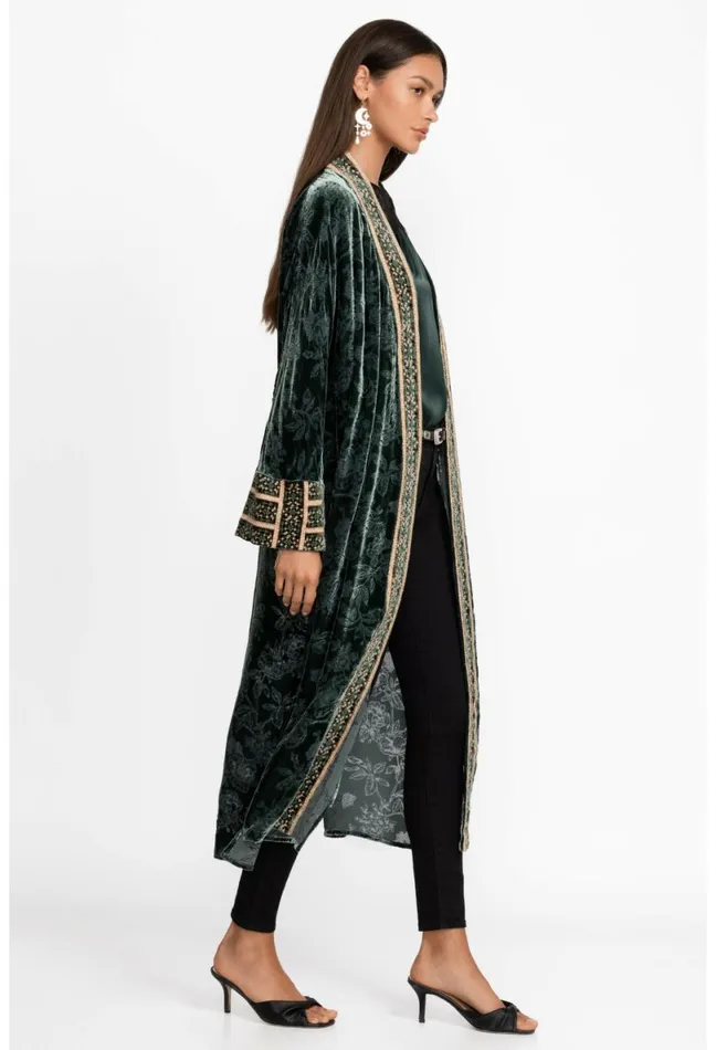 Women Johnny Was Kimonos Natalia Silk Kimono Emerald Green