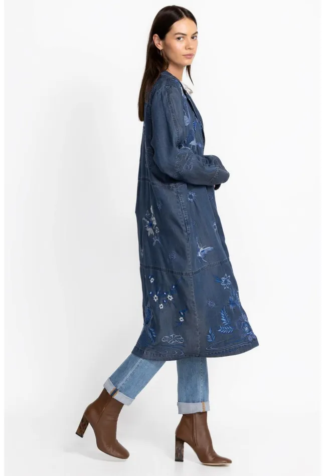Women Johnny Was Outerwear Jazmine Duster Coat Denim Blue