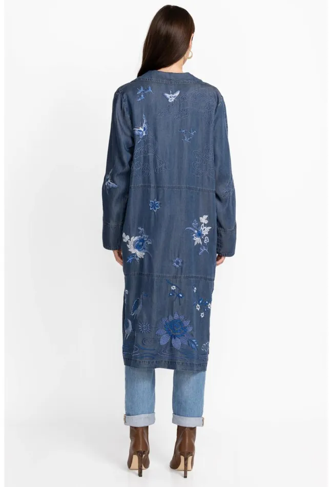 Women Johnny Was Outerwear Jazmine Duster Coat Denim Blue