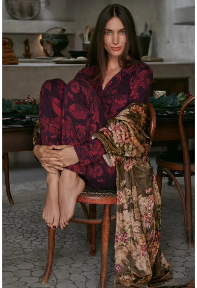 Women Johnny Was Sleepwear Cozy Robe Vintage Rose