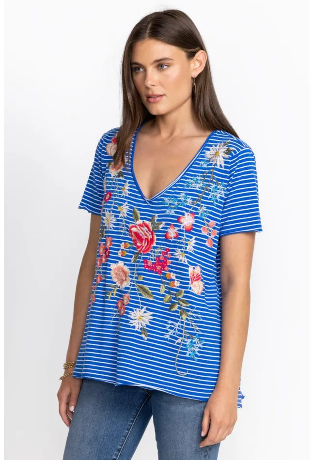 Women Johnny Was Tops Catalina Everyday Tee Stripe