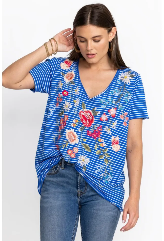 Women Johnny Was Tops Catalina Everyday Tee Stripe