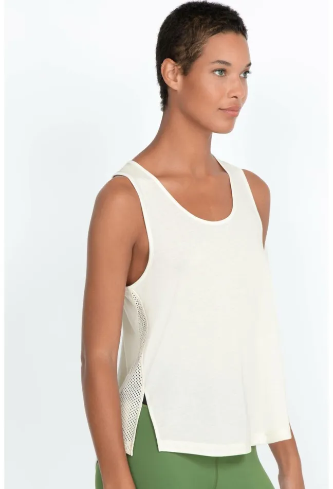 Women Johnny Was Tops Effect Mesh Contrast Tank Tofu