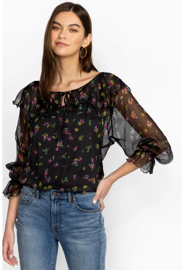 Women Johnny Was Tops Fernanda Peasant Blouse Little Ditsy