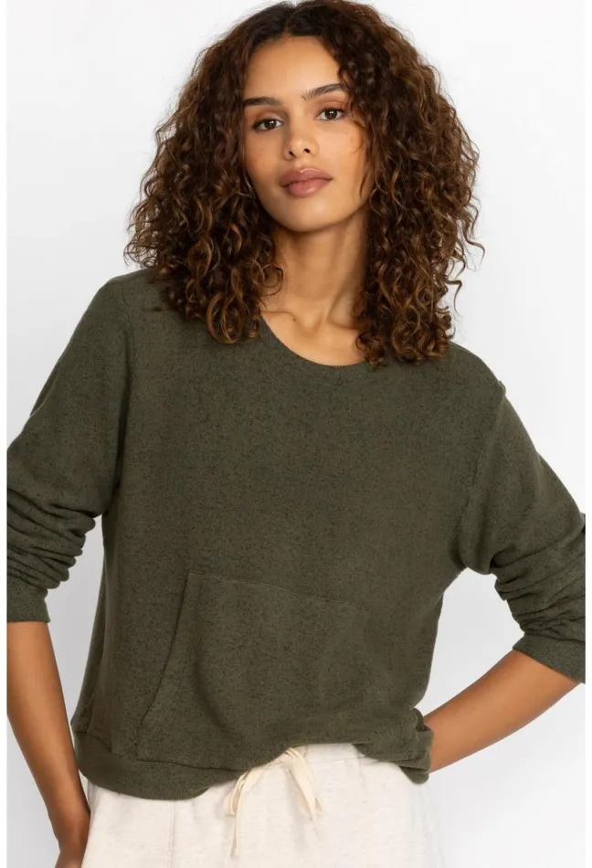 Women Johnny Was Tops Hachi Kangaroo Pocket Pullover Thyme