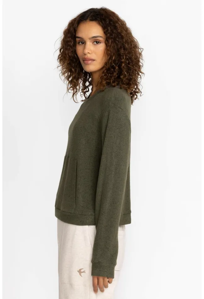 Women Johnny Was Tops Hachi Kangaroo Pocket Pullover Thyme