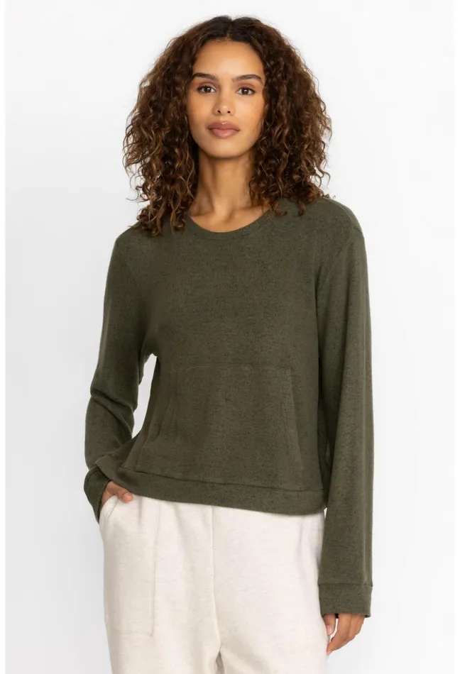 Women Johnny Was Tops Hachi Kangaroo Pocket Pullover Thyme