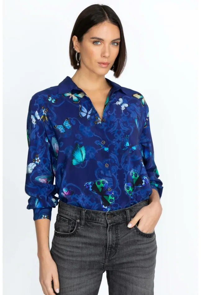 Women Johnny Was Tops Marina Button Down Shirt Holly