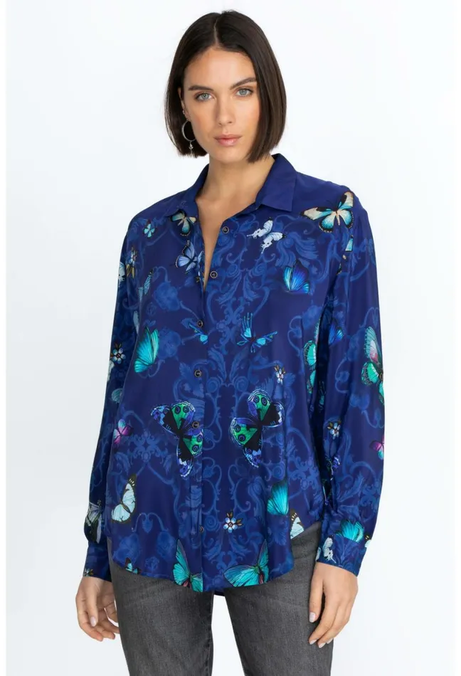 Women Johnny Was Tops Marina Button Down Shirt Holly