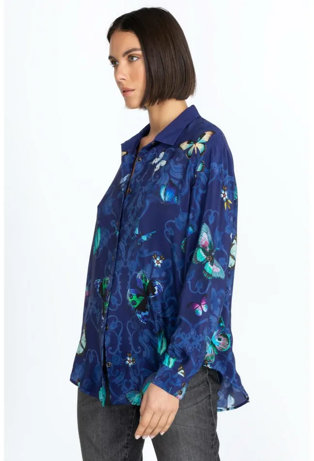 Women Johnny Was Tops Marina Button Down Shirt Holly