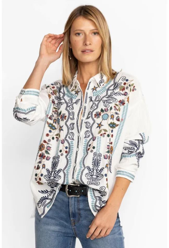 Women Johnny Was Tops Merrick Blouse Natural