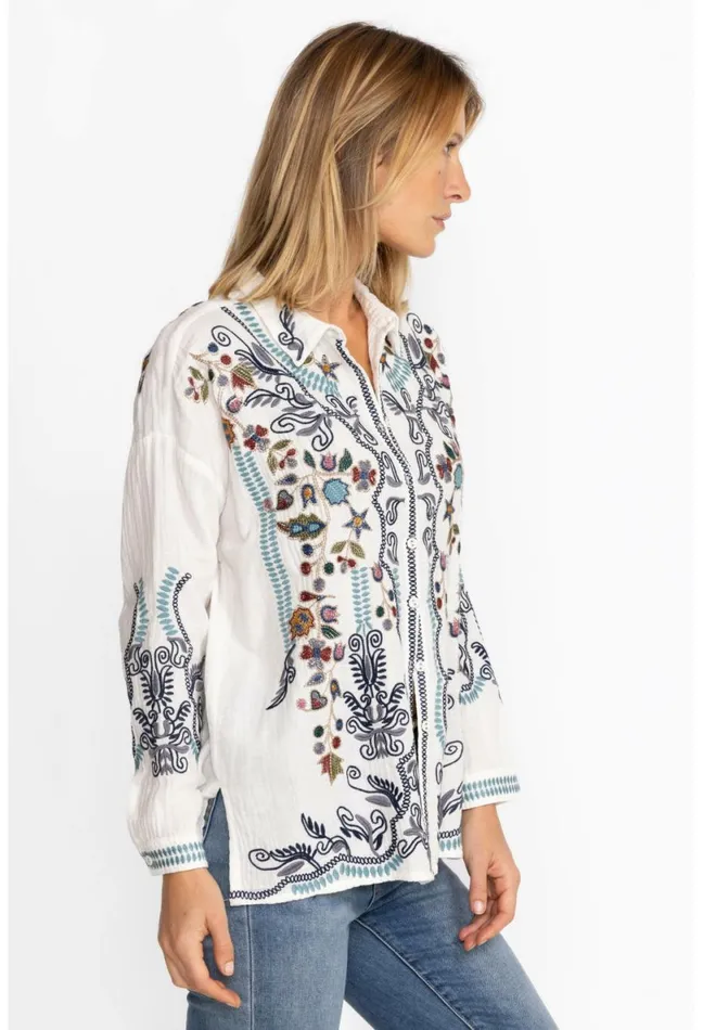 Women Johnny Was Tops Merrick Blouse Natural